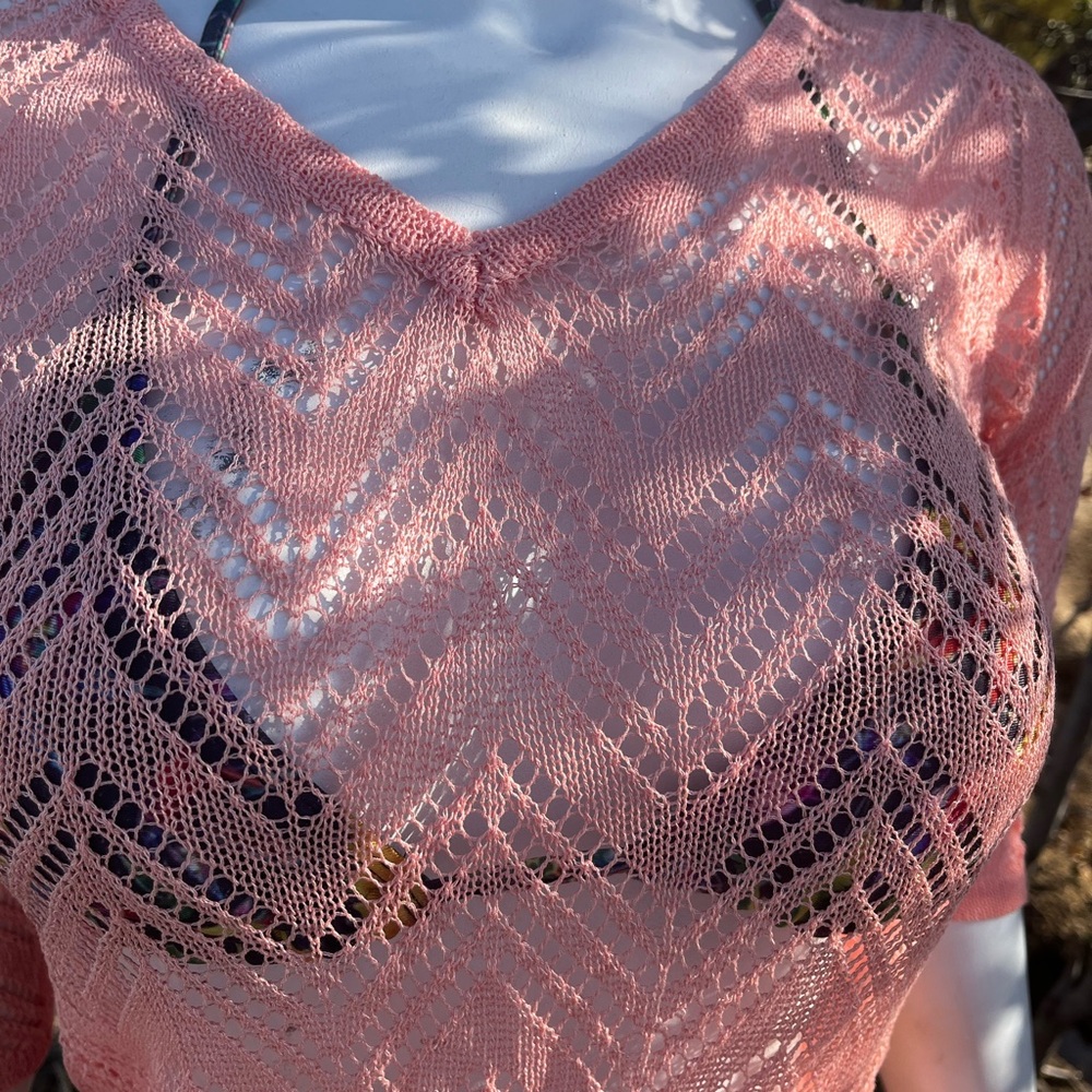 Elegant Peach Lace Sweater cover up